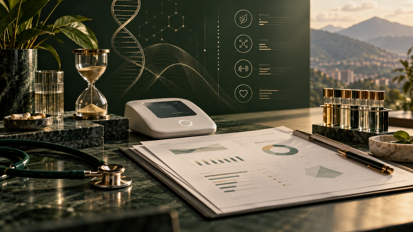 Evaluación clínica basada en datos con biomarcadores, seguimiento y herramientas de medicina de longevidad